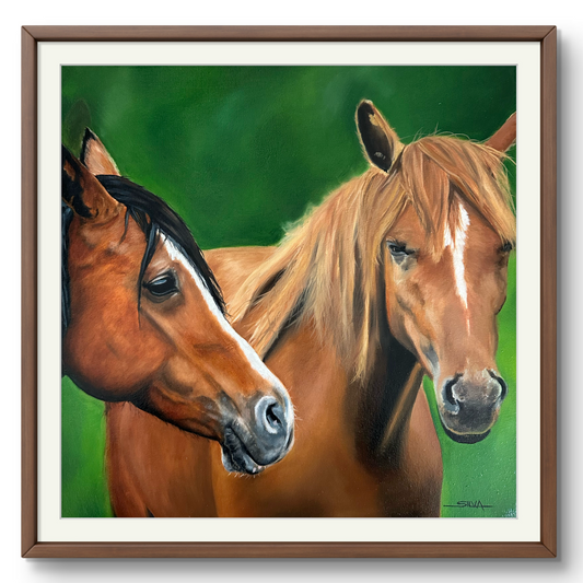 Horses, oil painting, 40x40cm