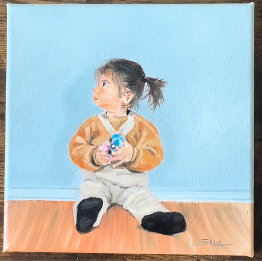 Little girl, oil painting on canvas, 20x20cm