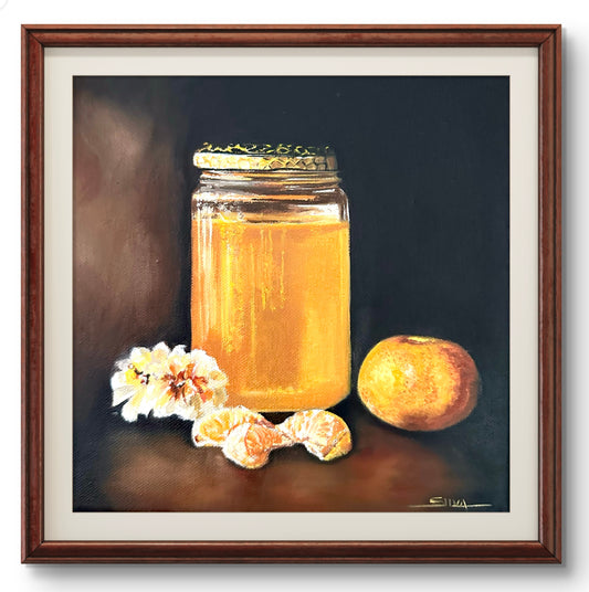 Honey, oil painting, 20x20cm